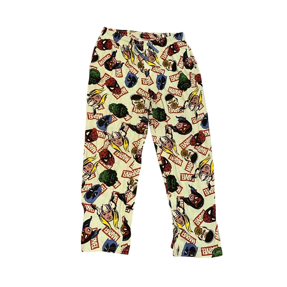 Marvel Comics Avengers All Over Print Pajama Pants Mens Medium Green Lounge Wear